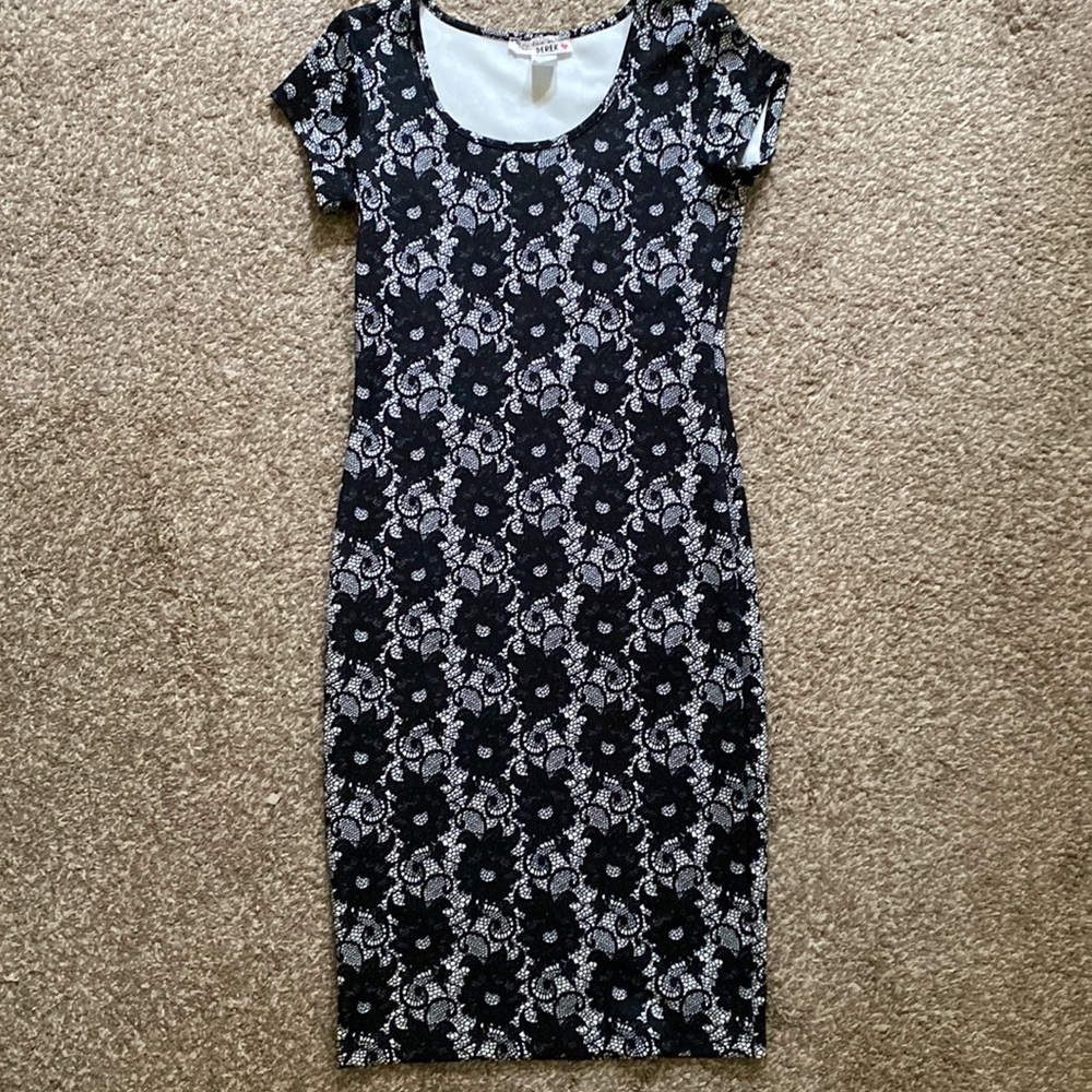 Printed Black and White Dress